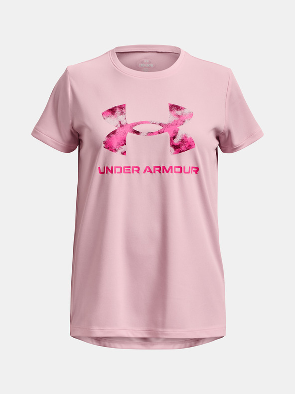 Under Armour Tech Solid Print Fill BL SSC Majica dječja ružičasta