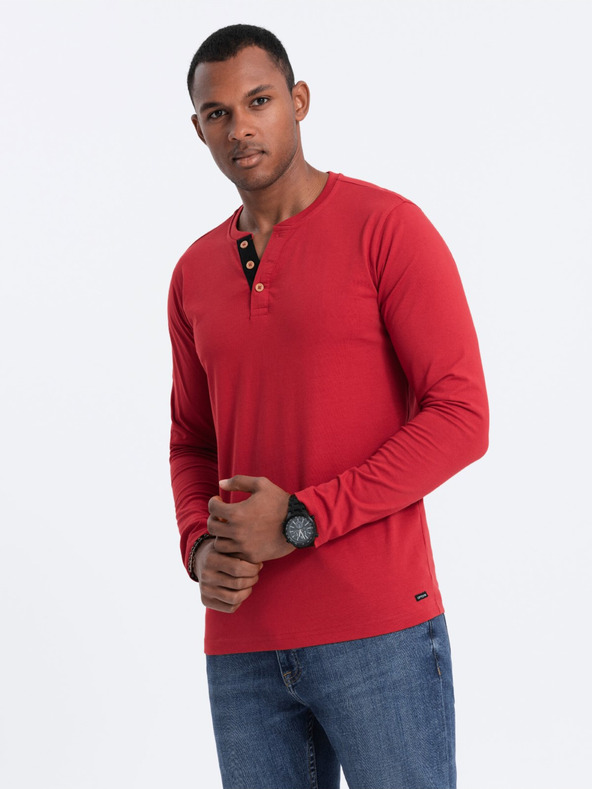 Ombre Clothing Henley Majica crvena