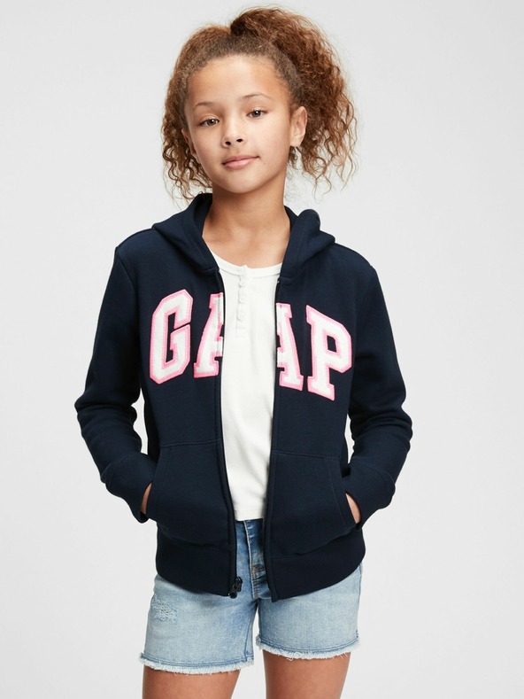GAP Logo zip hoodie Majica dugih rukava plava