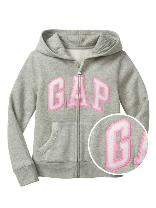 GAP Logo zip hoodie Majica dugih rukava siva