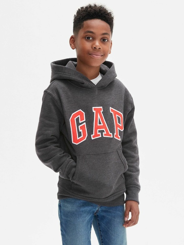 GAP Logo Hoodie Majica dugih rukava siva