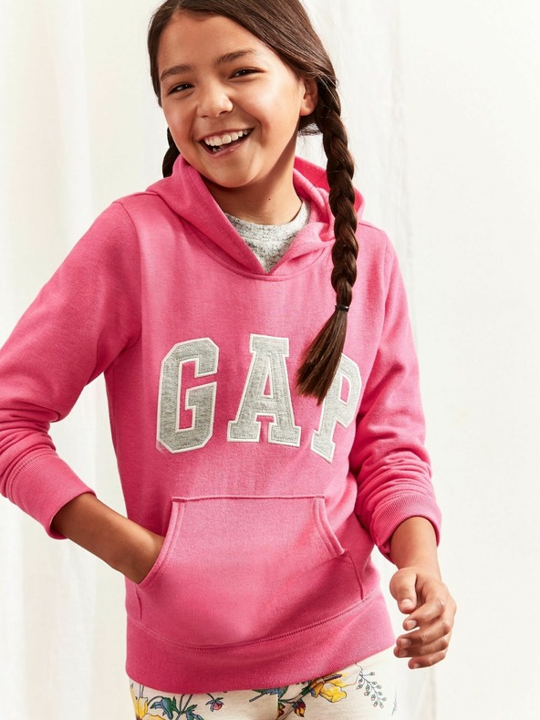 GAP Logo hoodie sweatshirt Majica dugih rukava ružičasta