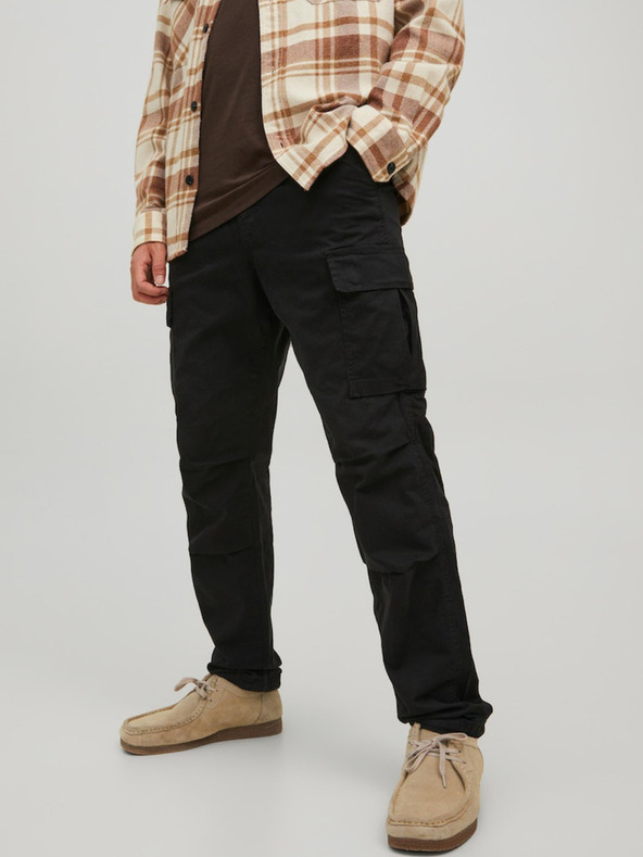 Jack & Jones Crne muške Jack & Jones Stace hlače s džepovima