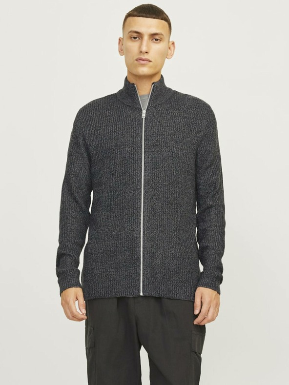 Jack & Jones Sivi muški džemper s patentnim zatvaračem Jack & Jones Lewis
