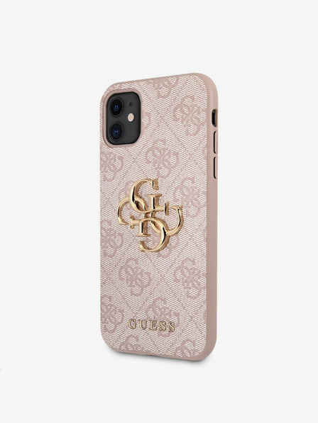 Guess PU 4G Metal Logo Zadní Kryt pro iPhone 11 Pink Etui za telefon