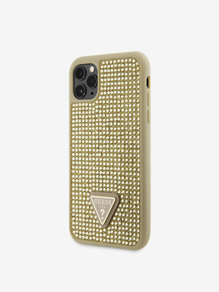 Guess Rhinestones Triangle Metal Logo Kryt pro iPhone 11 Pro Gold Etui za telefon