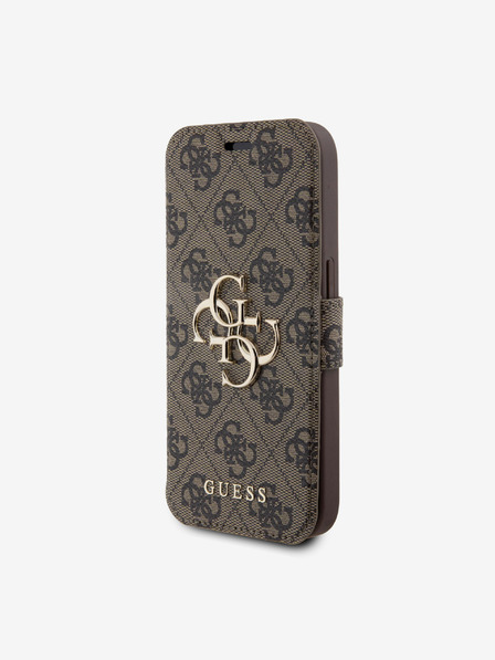 Guess PU Leather 4G Metal Logo Book iPhone 15 Pro Max Brown Etui