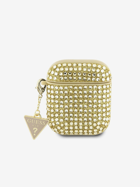 Guess Rhinestones Triangle Metal Logo AirPods 1/2 Gold Etui