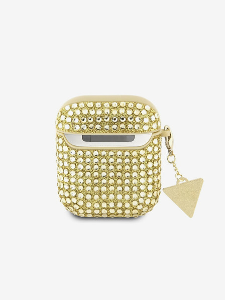 Guess Rhinestones Triangle Metal Logo AirPods 1/2 Gold Etui