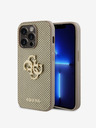 Guess PU Perforated 4G Glitter Metal Logo Zadní Kryt pro iPhone 14 Pro Max Gold Etui za telefon