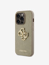 Guess PU Perforated 4G Glitter Metal Logo Zadní Kryt pro iPhone 14 Pro Max Gold Etui za telefon