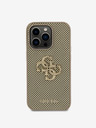 Guess PU Perforated 4G Glitter Metal Logo Zadní Kryt pro iPhone 14 Pro Max Gold Etui za telefon