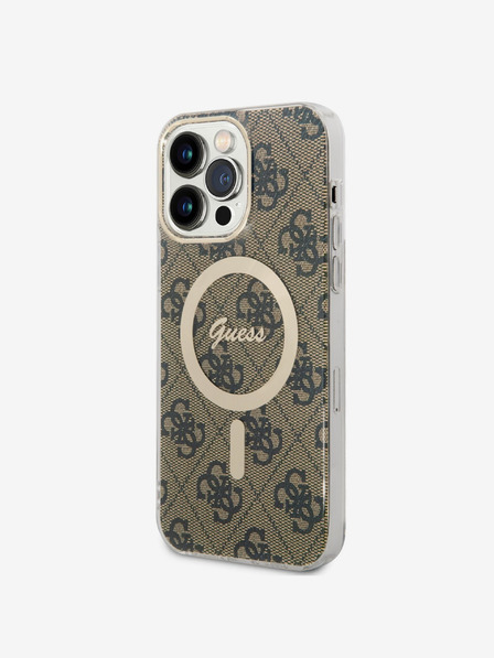 Guess IML 4G MagSafe Zadní Kryt pro iPhone 14 Pro Max Brown Etui za telefon