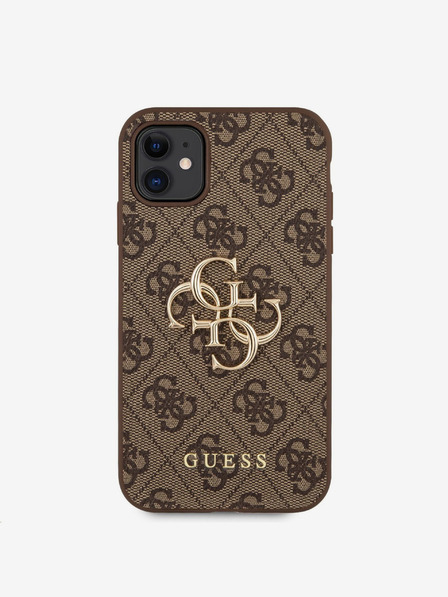 Guess PU 4G Metal Logo Zadní Kryt pro iPhone 11 Brown Etui za telefon