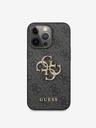 Guess PU 4G Metal Logo Zadní Kryt pro iPhone 13 Pro Max Grey Etui za telefon