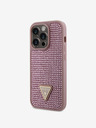 Guess Rhinestones Triangle Metal Logo Kryt pro iPhone 15 Pro Pink Etui za telefon