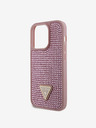 Guess Rhinestones Triangle Metal Logo Kryt pro iPhone 15 Pro Pink Etui za telefon