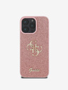 Guess PU Fixed Glitter 4G Metal Logo Zadní Kryt pro iPhone 16 Pro Pink Etui za telefon