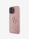 Guess PU Fixed Glitter 4G Metal Logo Zadní Kryt pro iPhone 16 Pro Pink Etui za telefon