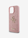 Guess PU Fixed Glitter 4G Metal Logo Zadní Kryt pro iPhone 16 Pro Pink Etui za telefon