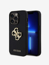 Guess PU Perforated 4G Glitter Metal Logo Zadní Kryt pro iPhone 15 Pro Black Etui za telefon