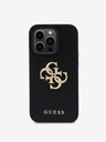 Guess PU Perforated 4G Glitter Metal Logo Zadní Kryt pro iPhone 15 Pro Black Etui za telefon