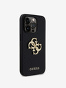 Guess PU Perforated 4G Glitter Metal Logo Zadní Kryt pro iPhone 15 Pro Black Etui za telefon