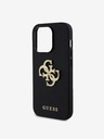 Guess PU Perforated 4G Glitter Metal Logo Zadní Kryt pro iPhone 15 Pro Black Etui za telefon