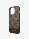 Guess PU 4G Stripe Zadní Kryt pro iPhone 14 Pro Brown Etui za telefon