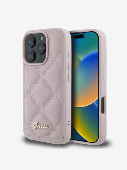 Guess PU Leather Quilted Zadní Kryt pro iPhone 16 Pro Max Pink Etui za telefon