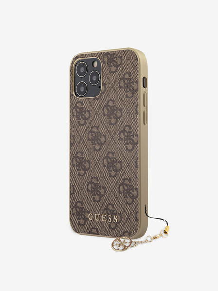 Guess 4G Charm Zadní Kryt pro iPhone 12/12 Pro 6.1 Brown Etui za telefon