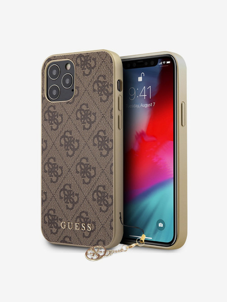 Guess 4G Charm Zadní Kryt pro iPhone 12/12 Pro 6.1 Brown Etui za telefon