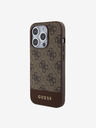 Guess PU 4G Stripe MagSafe Zadní Kryt pro iPhone 15 Pro Brown Etui za telefon