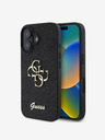 Guess PU Fixed Glitter 4G Metal Logo Zadní Kryt pro iPhone 16 Black Etui za telefon