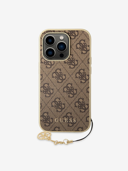 Guess 4G Charm Zadní Kryt pro iPhone 14 Pro Brown Etui za telefon