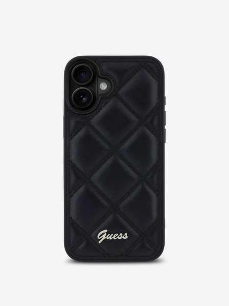 Guess PU Leather Quilted Zadní Kryt pro iPhone 16 Plus Black Etui za telefon