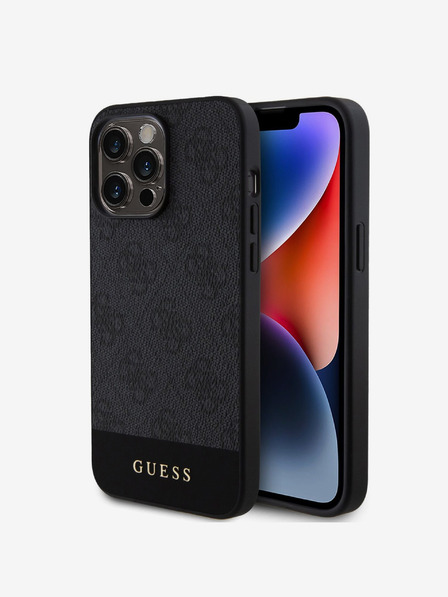 Guess PU 4G Stripe MagSafe Zadní Kryt pro iPhone 15 Pro Black Etui za telefon