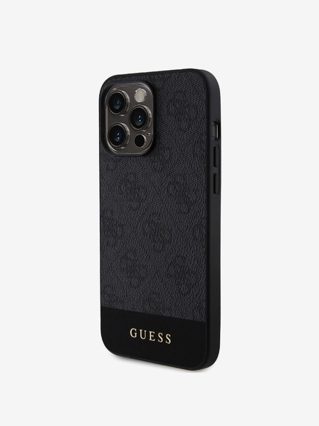 Guess PU 4G Stripe MagSafe Zadní Kryt pro iPhone 15 Pro Black Etui za telefon