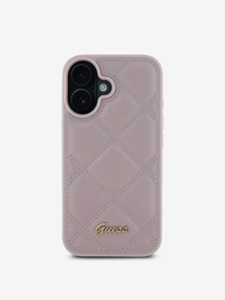 Guess PU Leather Quilted Zadní Kryt pro iPhone 16 Pink Etui za telefon