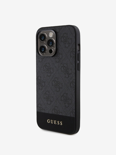 Guess PU 4G Stripe MagSafe Zadní Kryt pro iPhone 15 Pro Max Black Etui za telefon