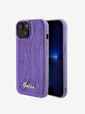 Guess Sequin Script Logo Zadní Kryt pro iPhone 15 Plus Purple Etui za telefon