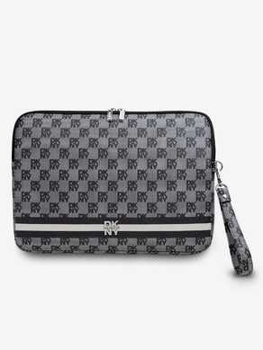 DKNY PU Leather Checkered Pattern and Stripe Notebook 15/16 Black" Etui