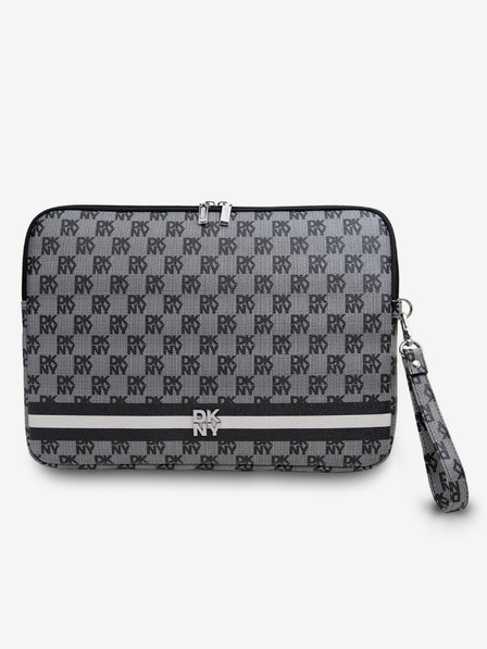 DKNY PU Leather Checkered Pattern and Stripe Notebook 13/14 Black" Etui