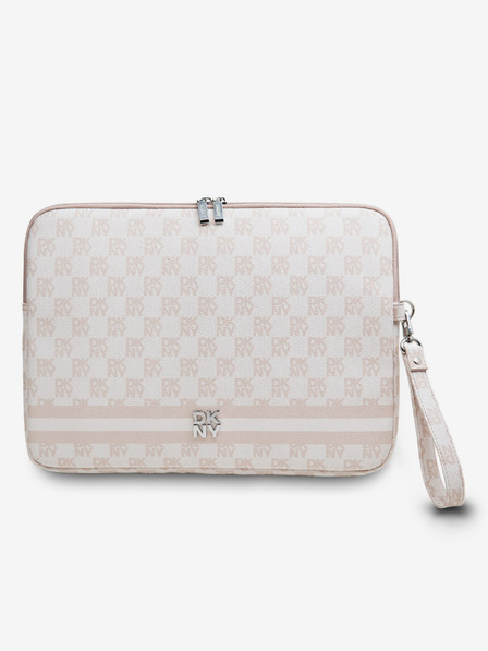 DKNY PU Leather Checkered Pattern and Stripe Notebook 13/14 Pink" Etui