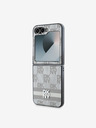 DKNY PU Leather Checkered Pattern and Stripe Zadní Kryt pro Samsung Galaxy Z Flip 6 Beige Etui za telefon