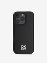 DKNY PU Leather Repeat Pattern Stack Logo MagSafe Zadní Kryt pro iPhone 16 Pro Black Etui za telefon