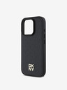 DKNY PU Leather Repeat Pattern Stack Logo MagSafe Zadní Kryt pro iPhone 16 Pro Black Etui za telefon