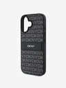 DKNY PU Leather Repeat Pattern Tonal Stripe Zadní Kryt pro iPhone 16 Black Etui za telefon