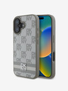 DKNY PU Leather Checkered Pattern and Stripe Zadní Kryt pro iPhone 16 Beige Etui za telefon