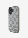 DKNY PU Leather Checkered Pattern and Stripe Zadní Kryt pro iPhone 16 Beige Etui za telefon